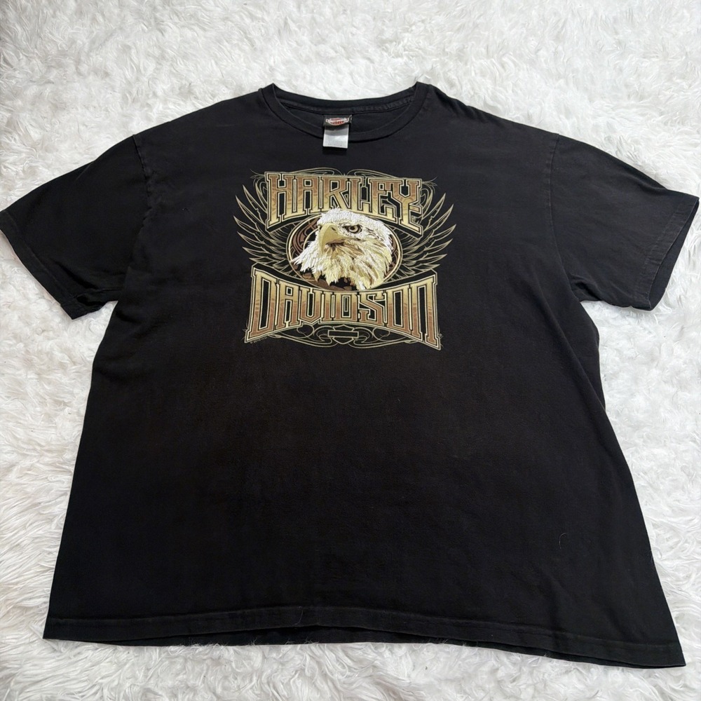 Harley Davidson Men's 2XL T-Shirt USA Made Morgan Hill California Bald Eagle Tee